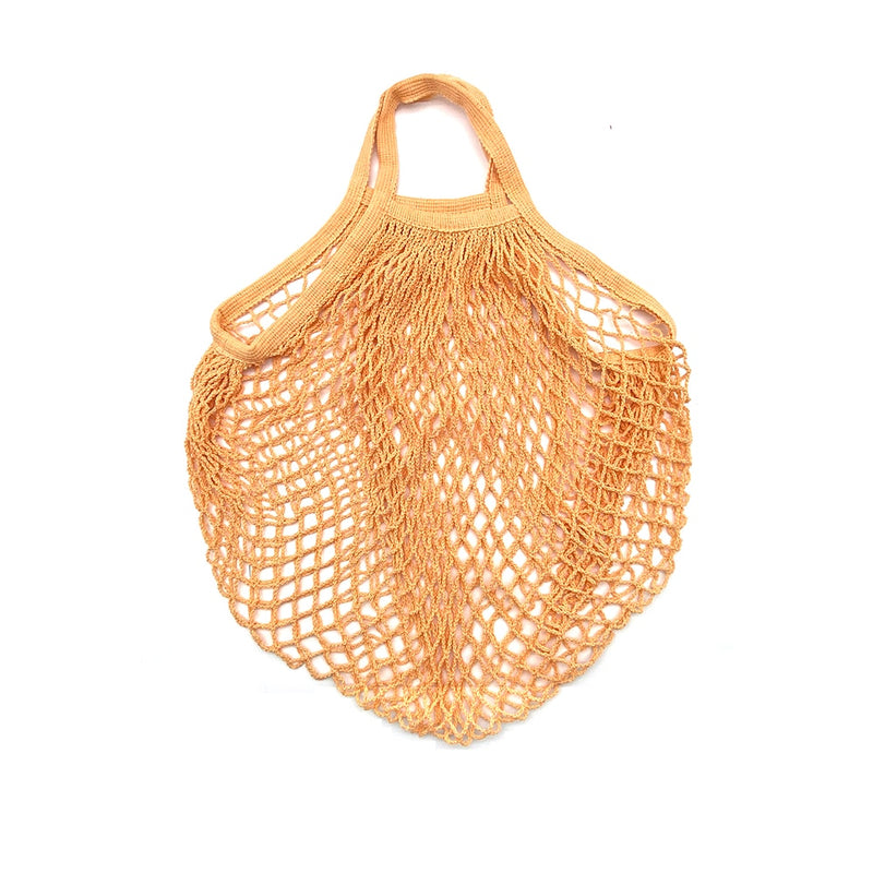 Portable Reusable Grocery Bags for Fruit Vegetable Bag Cotton Mesh String Organizer Handbag Short Handle Net Shopping Bags Tote