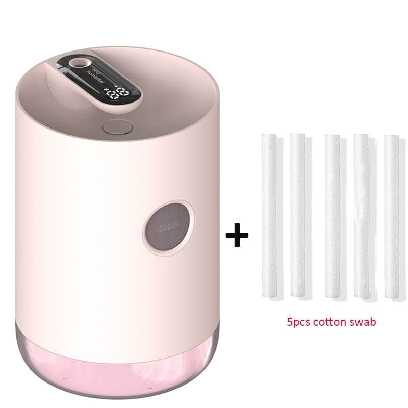 1L Air Humidifier USB Ultrasonic Cool Mist Maker Aroma Difusor 3000mAh Battery Aromatherapy Humidificador Essential Oil Diffuser