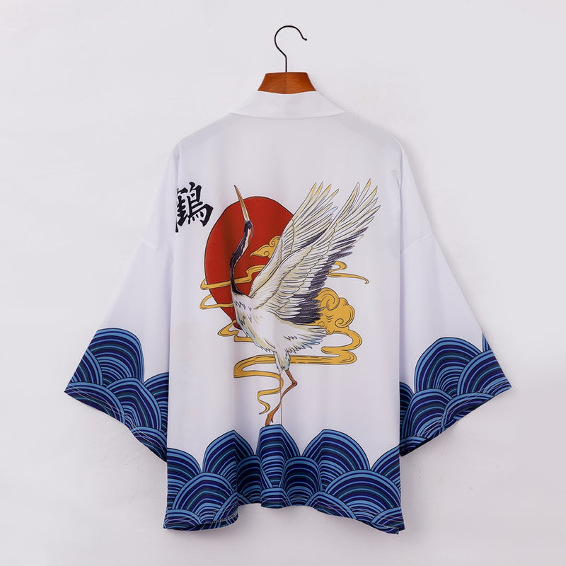 Kimono japonés cárdigan hombres novedad de verano Haori Samurai Kimonos Karate Streetwear camisa Kimono japonés hombres Haori Yukata