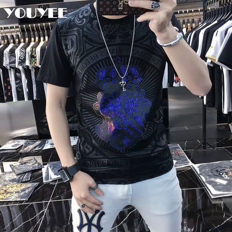 Camiseta de manga corta con cuello redondo para hombre YOUYEE 2021 verano moda joven Hip-Hop ropa informal de moda de alta calidad camisetas para hombre ropa superior