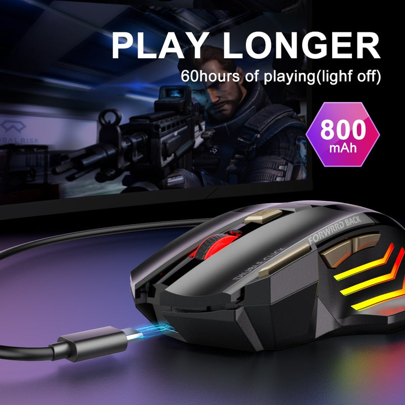 Wiederaufladbare kabellose Maus Bluetooth Gamer Gaming Maus Computer Ergonomische Mause mit Hintergrundbeleuchtung RGB Silent Mäuse für Laptop PC