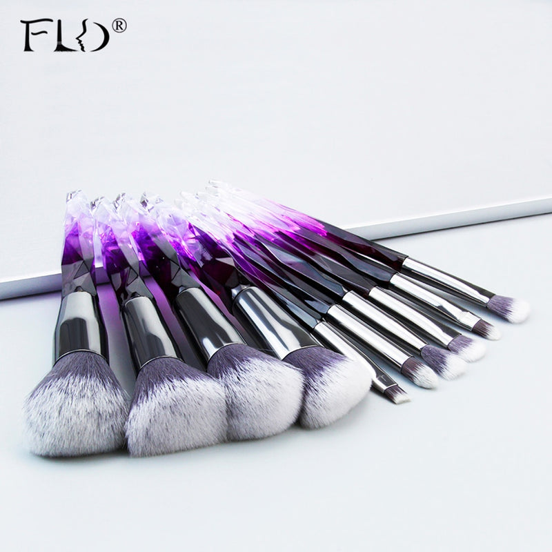 FLD Diamond makeup brushes Set Cosmetic Blush brush Powder Foundation Brush Eye Shadow Lip Eyebrow  Makeup Kit Brushes