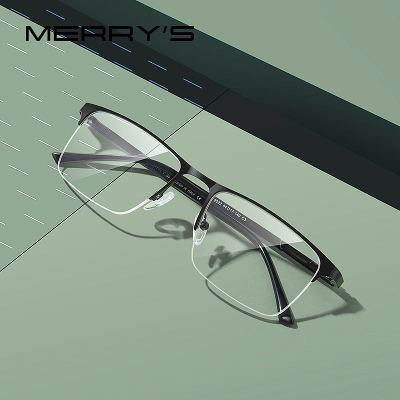 MERRYS DESIGN Männer Legierung Brillengestell Männer Quadratisch Halb Optische Ultraleicht Myopie Hyperopie Korrektionsbrille S2102