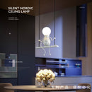 Creative Nordic Little Man Swing Pendant Light Modern Hanging Children&