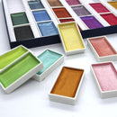 SeamiArt 24 Farben Glitter Metallic Aquarellfarbe Geschenkbox Set Künstler Aquarellperlen Pigment für Zeichenbedarf