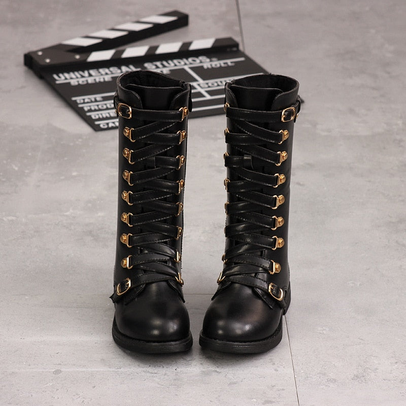 Children Boots Girls Warm Fashion Metal button Knee-high Boots Quality Leather Waterproof Warming High-top Plush Boots