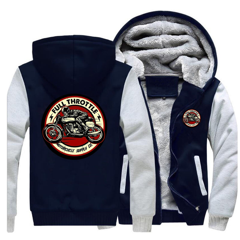 2022 invierno hombres sudadera gruesa Full Throttle Cafe Racer Rockabilly Biker chaqueta con cremallera polar cálido hombres espesar sudaderas con capucha