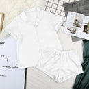 HiLoc Solid Satin Nachtwäsche Seide Pyjama Set Top und Shorts Zweiteiler Pyjama Damen Pyjama Kurzarm Home Suit Casual