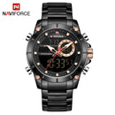 NAVIFORCE Sport Herrenuhren Mode Nizza Digital Quarz Armbanduhr Stahl Wasserdicht Doppelanzeige Datum Uhr Relogio Masculino