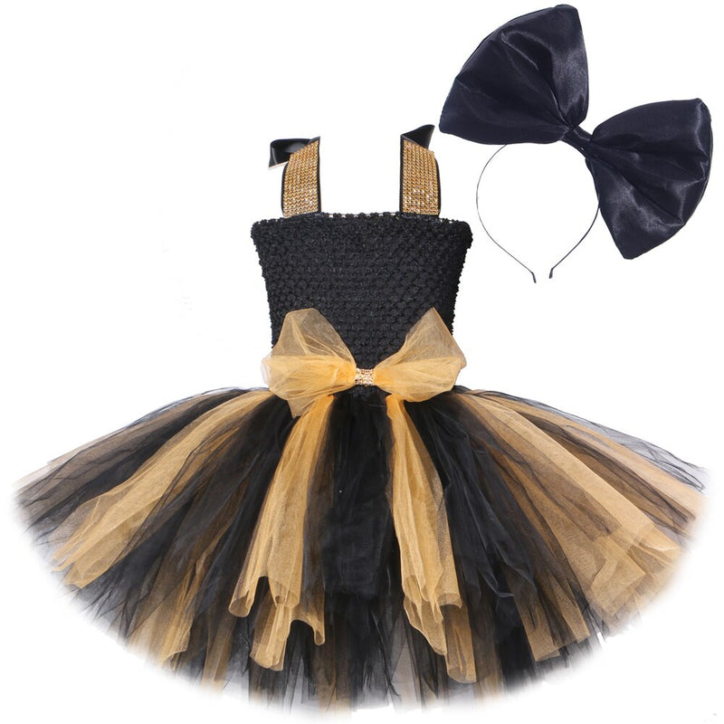 Lol Surprise Dolls Bow Dress for Girls Kids New Year Costumes Princess Girl Tutu Dresses with Big Bowknot Headband Child Clothes