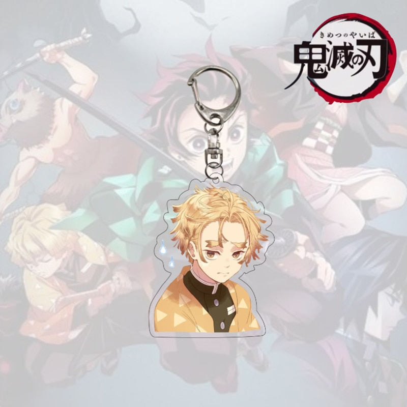 Anime Demon Slayer Keychain Acrylic Kimetsu no Yaiba Blade of Ghost Keychains Key Cover Chain Keyring Jewelry Accessories Gifts