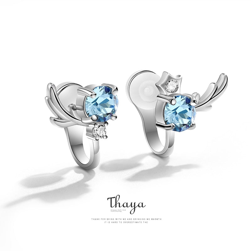 Pendientes Thaya de plata de ley 925 sólida para chicas coreanas, pendientes de Clip para mujeres, regalo de compromiso, joyería fina