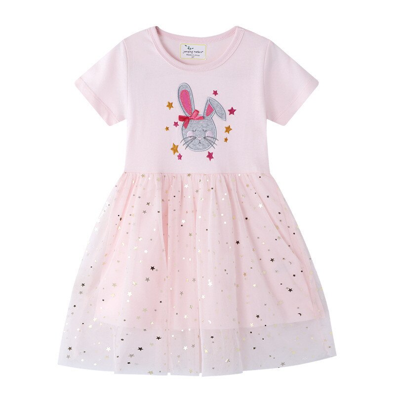 Jumping Meters Hot Selling Unicorn Print Summer Princess Party Tutu Baby Dresses Birthday Gift Children's Costume Mesh Girls