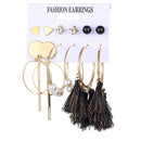 2020 Vintage Frauen Tropfen Ohrringe Set Böhmen Acryl Quaste Perle Legierung Lange Anhänger Ohrringe Geometrische Schmuck Party Geschenk