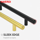 NAIERDI 20 STÜCKE Edelstahl T-Bar Möbelgriff Gebürstetes Gold Küchengriff Schwarzer Schrankgriff mit schneidbarer Bambusschraube