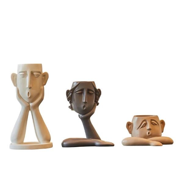 Decoración de figuras abstractas, maceta de resina, jarrón moderno, adornos para el hogar, mueble de TV, porche, sala de estar, escultura, muebles artesanales