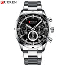 Reloj Curren para hombre, esfera azul, correa de acero inoxidable, fecha para hombre, relojes de negocios para hombre, relojes de pulsera impermeables de lujo para hombre