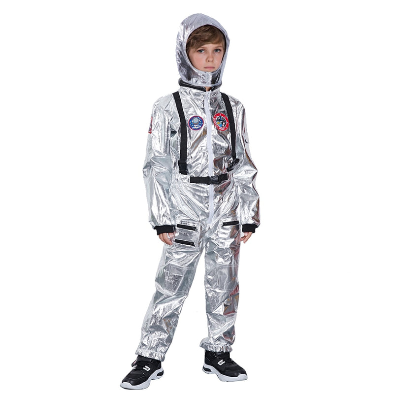 SNAILIFY Silber Spaceman Overall Jungen Astronaut Kostüm für Kinder Halloween Cosplay Kinder Pilot Karneval Party Kostüm