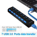 USB HUB 3.0 4 7 Port USB Multi Splitter mit Netzschalter Netzteil Adapter für Macbook PC Computer Laptops Notebook Zubehör