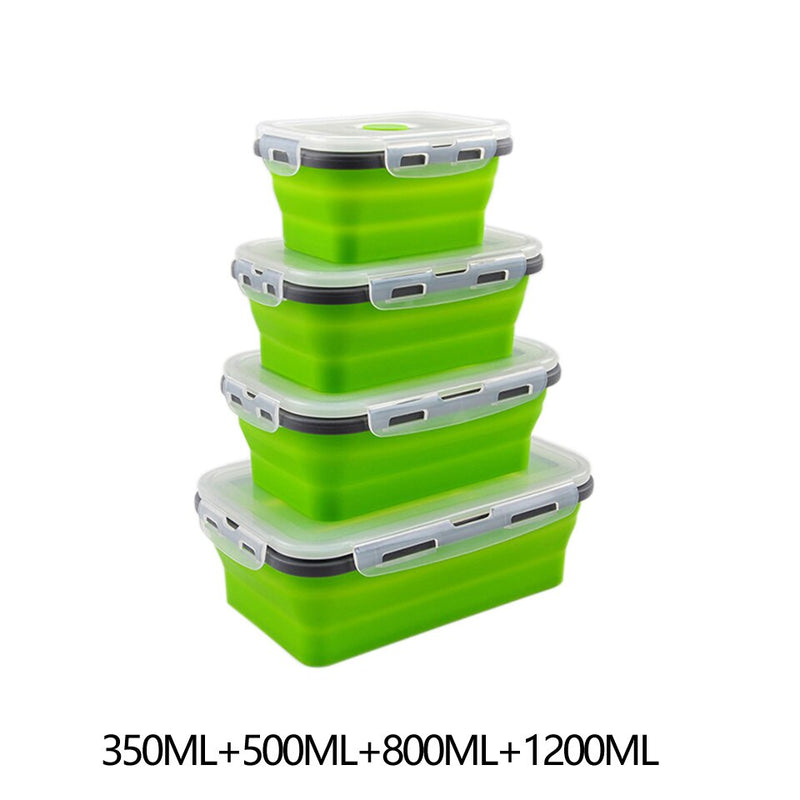 Contenedores de almacenamiento de alimentos con tapas de silicona plegable BPA almuerzo gratis caja de ensalada de frutas Set reezer apto para microondas