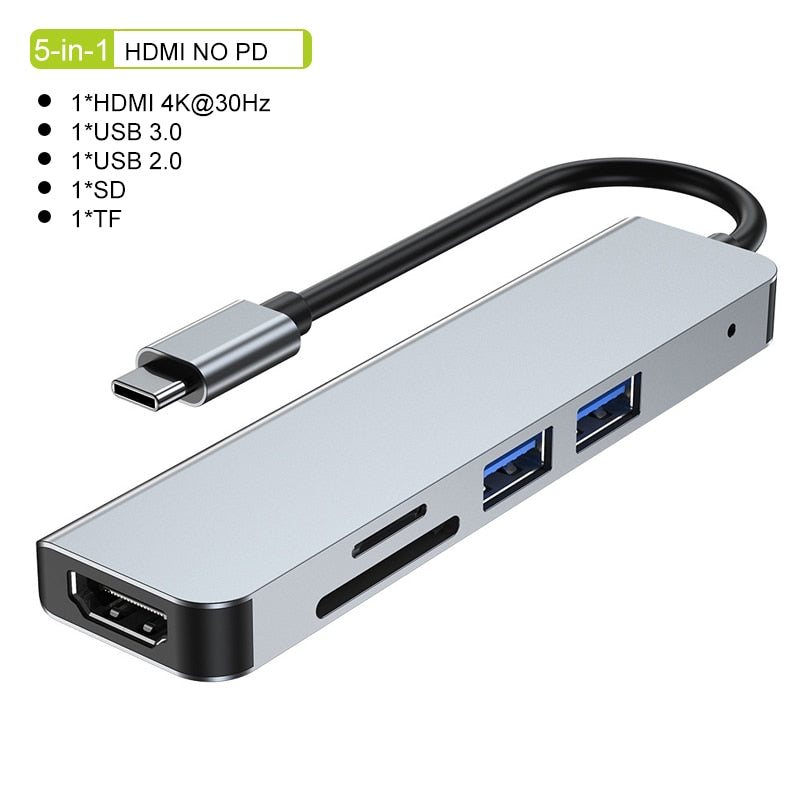 USB C HUB Type C Splitter To HDMI 4K Thunderbolt 3 Docking Station Laptop Adapter With PD SD TF RJ45 For Macbook Air M1 ThinkPad