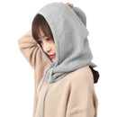 Women Winter Beanie Hat Cashmere Female Knitted Hooded Scarf Balaclava for Women Windproof Warm Wool Cap