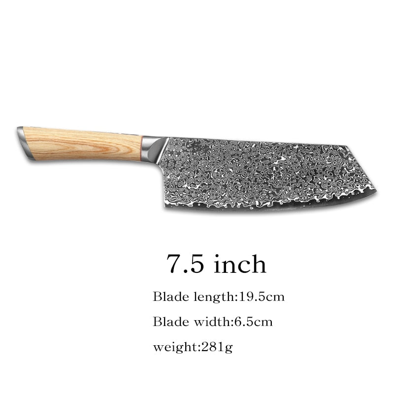 Acero de 67 capas V oro 10 Damasco cuchillo de cocina chef Gyuto Santoku Cleaver Paring Steak Slicing Utility Deshuesado Salmón