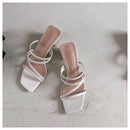 2022 Neue Sommer Hausschuhe Low Heels Slides Weibliche Peep Toe Quadratische Ferse Pantoffel Marke Sandalen Frauen Pantoffel Große Größe 41 Flip Flops