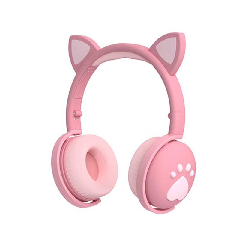 Bonitos auriculares para niños, auriculares inalámbricos, luz LED de Control, Oreja de Gato, niña, regalo para niños, auriculares para juegos con dientes azules, bajos estéreo con micrófono