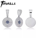 TOPGRILLZ Hip Hop Kompass Anhänger Iced Out Zirkonia Anhänger mit Tenniskette Hip Hop Modeschmuck Geschenk für Männer Frauen