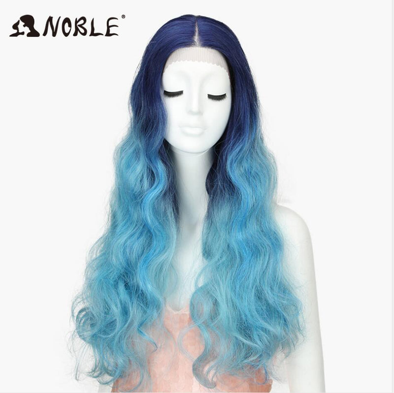 NOBLE Cosplay Long Wavy Wigs for Black Women Synthetic Blonde Wigs 30 Inch Heat Resistant African American Synthetic Lace Wig