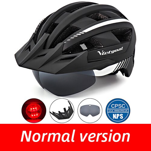 Victgoal Bicycle Helmet LED Moutain Road USB Rechargeable Light Cycling Helmet For Man Sun Visor Goggles Men MTB Bike Headgear