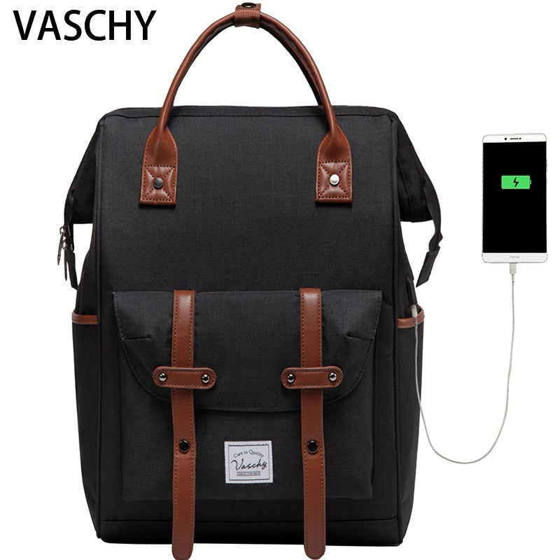 Mochila VASCHY para hombre, mochila antirrobo para ordenador portátil de 15,6 pulgadas con cargador USB, mochila de viaje para mujer, mochila escolar para adolescentes, mochila de ocio