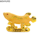 Chinesischer Stil Lucky Home Office Company Auto Talisman Money Drawing Fortune Arowana Golden Resin Fish Dekorative Statue