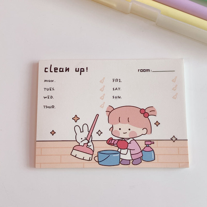 MINKYS Kawaii 50 Sheets Memo Pads Note Paper To Do List Check List Daily Planner Notepad Paperlaria Korean School Stationery