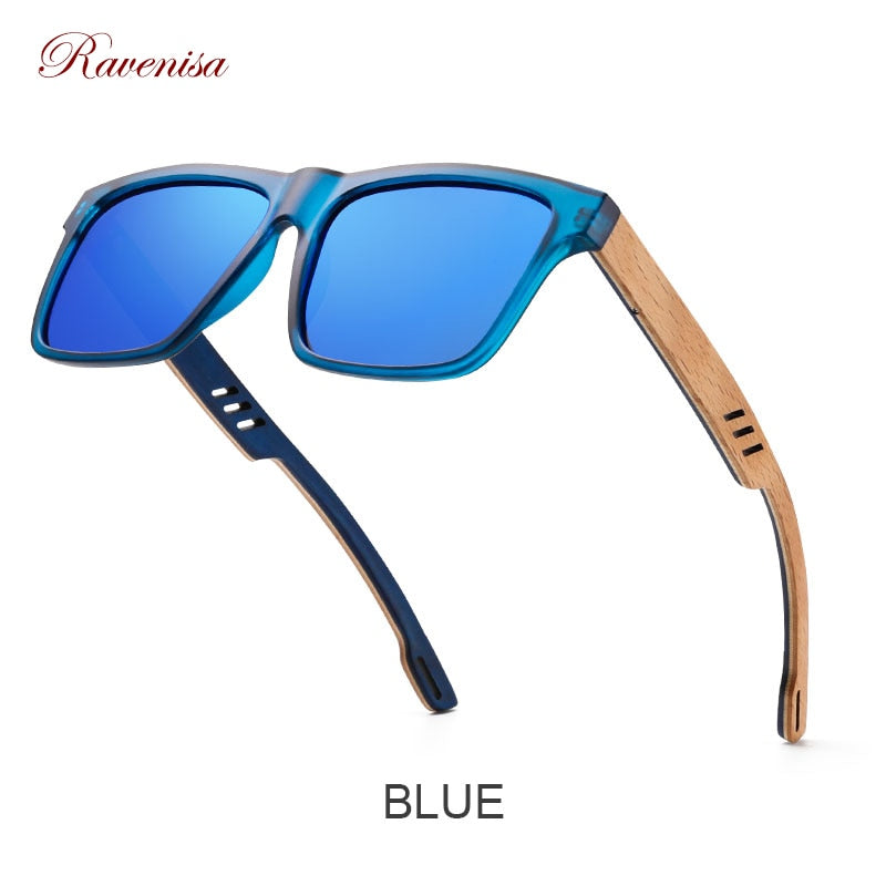 Ravenisa Zebra Wood Square Sonnenbrille Polarisierte Sonnenbrille Herren Markendesigner Holzbrillengestelle Oculos De Sol Feminino