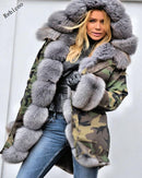 Langärmeliger Kunstmantel für Damen Winterjacke Parka mit Kapuze Fischschwanz-Mantel abrigos mujer invierno Wintermantel Damen