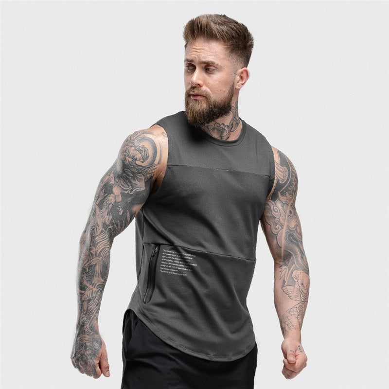 Männer Reißverschluss Ärmellose Weste Sommer Atmungsaktiv schnell trocknend Männliche Enge Turnhallen Kleidung Bodybuilding Unterhemd Fitness Tanktops