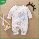 ABEBE Elephant Print Baby Boy Rompers Cute Baby Girl Jumpsuit For Kids Children Overalls Ramper Newborn Baby Boy Summer Clothes