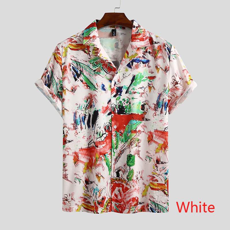 Sommer Männer Bedrucktes Hemd Kurzarm Umlegekragen Streetwear Chic Lose Herren Hawaiihemden 2022 Urlaub Camisa INCERUN