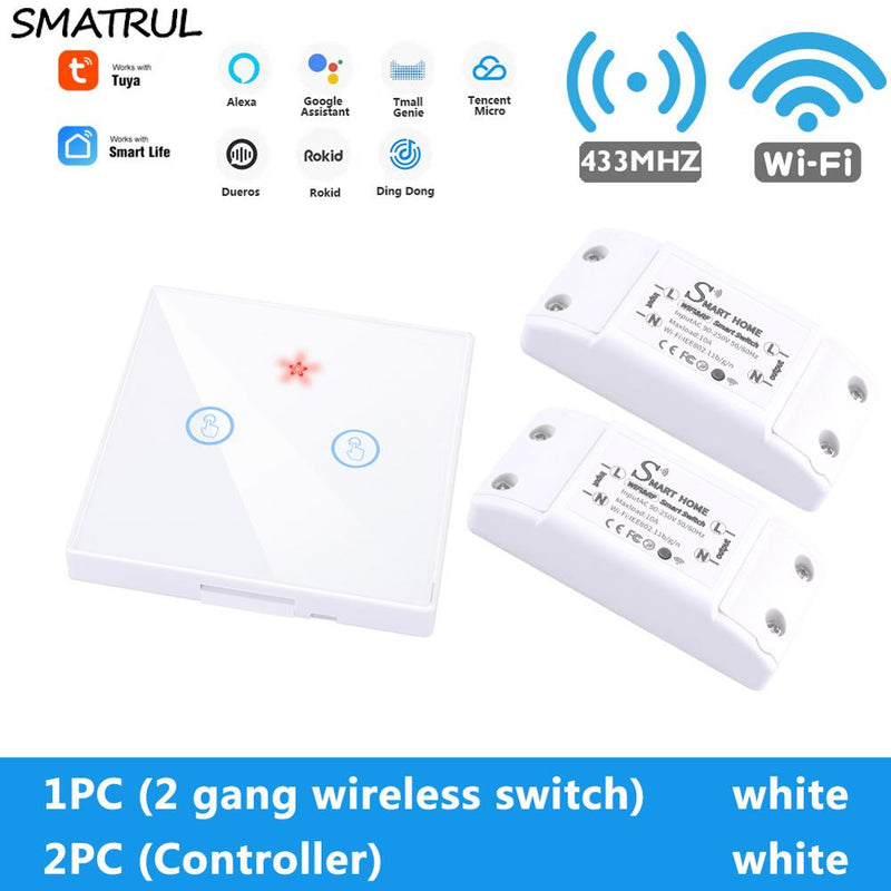 SMATRUL Tuya Smart Home APP WiFi Touch Schalter Licht RF 433 MHz Wandpanel DIY Relaismodul Timer Alexa Sockel Lampe 110-220V