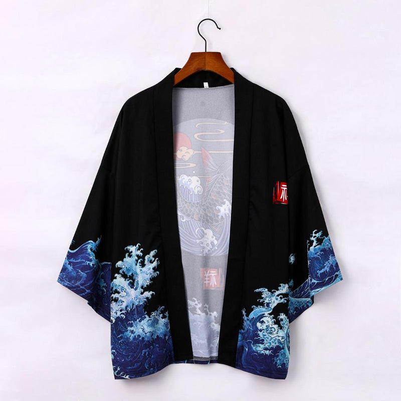 Japanische Kimono-Strickjacke Herren Sommer New Haori Samurai Kimonos Karate Streetwear Shirt Kimono Japones Herren Haori Yukata