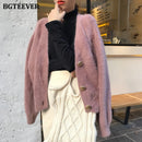BGTEEVER, cárdigans de punto holgados elegantes para mujer, suéter de Mohair con manga acampanada, jerséis, chaqueta cárdigan para mujer de Otoño Invierno 2020