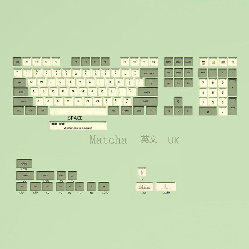 XDA V2 matcha green tea Dye Sub Keycap Set thick PBT for keyboard gh60 poker 87 tkl 104 ansi xd64 bm60 xd68 xd84 xd96 Japanese