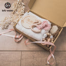 Let's Make 1set Baby Stuff Toalla de baño Manta de algodón Cepillo Productos de regalo para niños Juguete Caja de sonajero de ganchillo Regalo de Navidad
