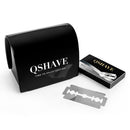 QSHAVE Einstellbares Rasierapparat-Set Herren-Rasierset-Halter + Rasierer + Klingen-Entsorgungskoffer + 15 Klingen-Set