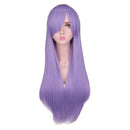QQXCAIW Long Straight Cosplay Red Black Puprle Pink Blue Sliver Gray Blonde White Oragen Brown 80 Cm Synthetic Hair Wigs