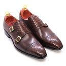 Tamaño 47 Tamaño 13 Zapatos de vestir para hombre Cuero genuino Doble hebilla Monk Correa Hombres Zapatos Estampado de serpiente Cap Toe Zapatos italianos clásicos