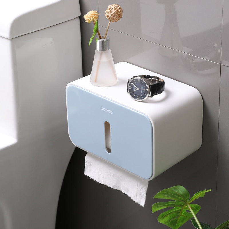 ECOCO Nail-free Waterproof Bathroom Roll Paper Box Toilet Paper Box Wall-mounted Storage Tissue Pump Home Bathroom Storage Tools