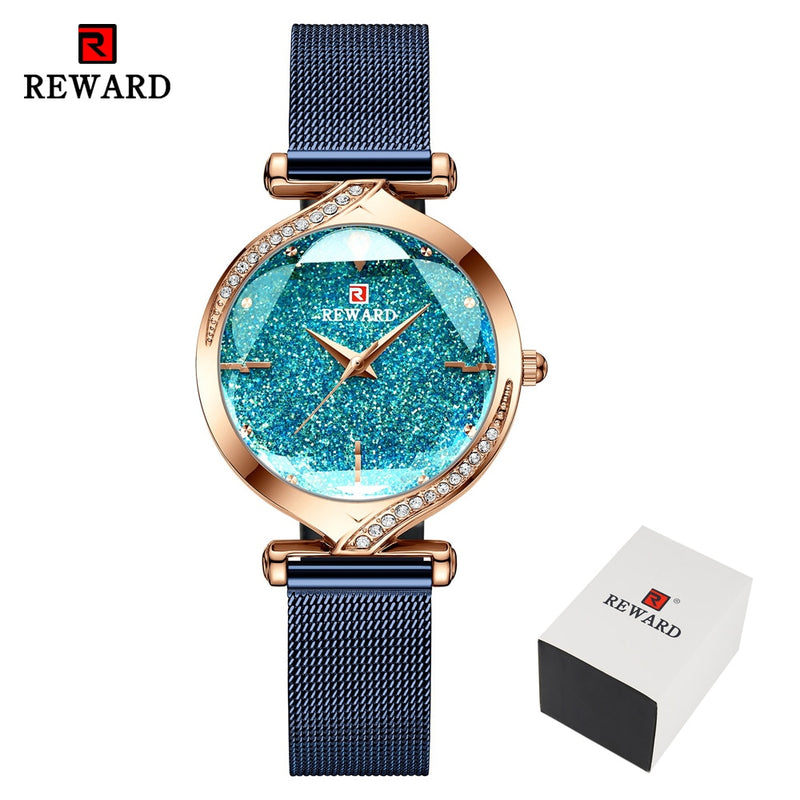 RECOMPENSA Nuevos relojes de moda para mujer Reloj de cuarzo de marca de lujo para mujer Reloj de pulsera impermeable de acero inoxidable para mujer